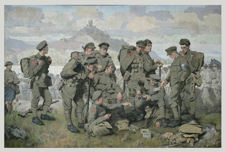 Canadians Arriving On The Rhine Painting Keepsakes Of Conflict