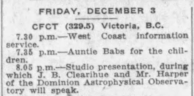 Newspaper ad: Radio show on shooting stars by W.E. Harper