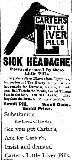 Advertisement in the Almonte Gazette for Carter's Little Liver Pills.