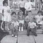 The whole gang on the steps