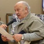 John Blake sings at the Grimsby Archives in 2016 in honour of his co-op friends.