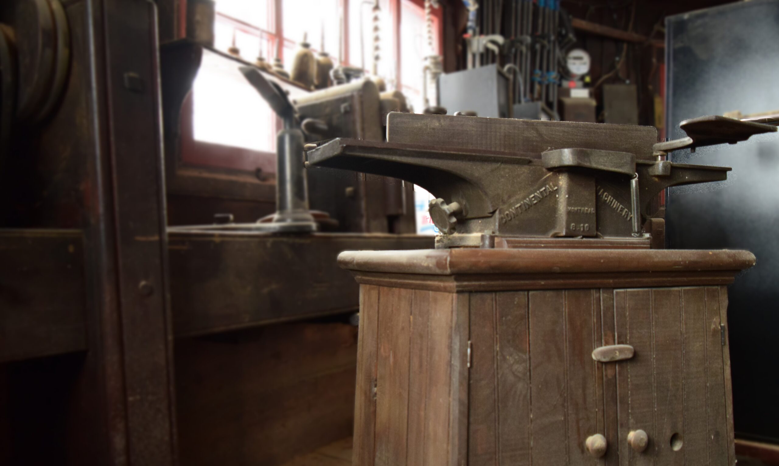 Blacksmith's anvil on a wooden base.