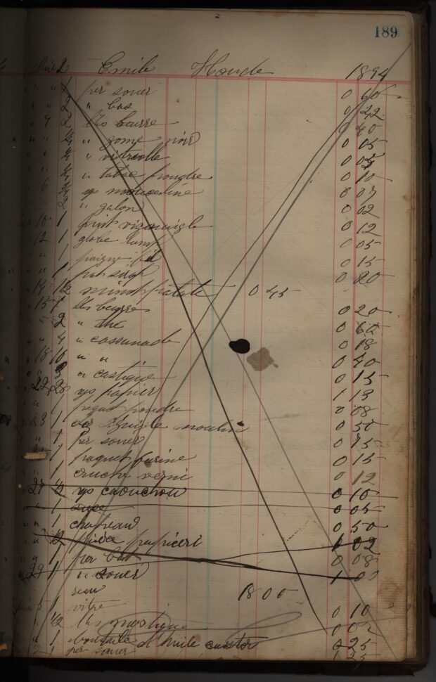 Photo of a handwritten account book page.