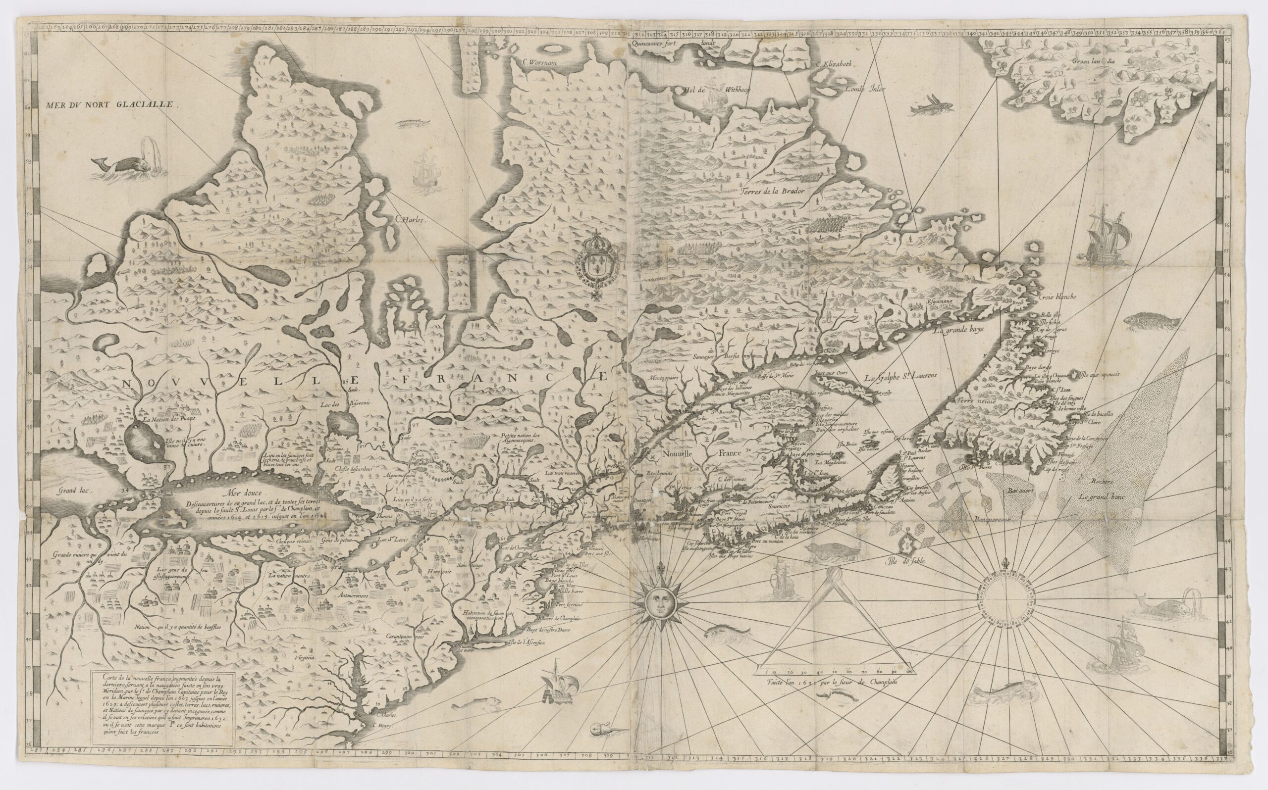 Early map of New France in 1632.