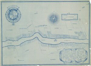 Map showing the seigneuries granted on the north and south shores in 1709, from Grondines to the Cap Rouge River.