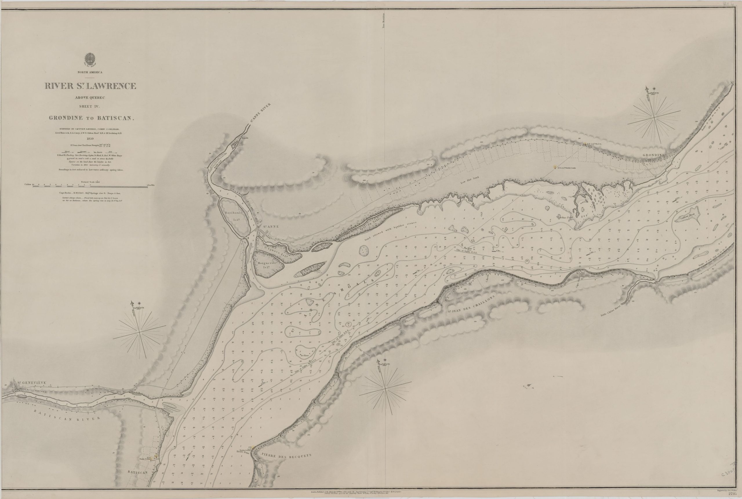 Map of the river identified as ‘River St Lawrence. Grondines to Batiscan’.