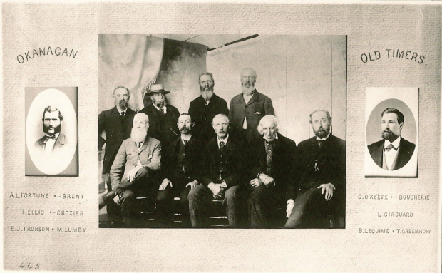Mounted photos of group of elder men