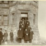 Marconi and assistants with Newfoundland cabinet outside of the Cabot Tower