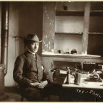 Guglielmo Marconi at Signal Hill with instruments used to receive the first transatlantic message