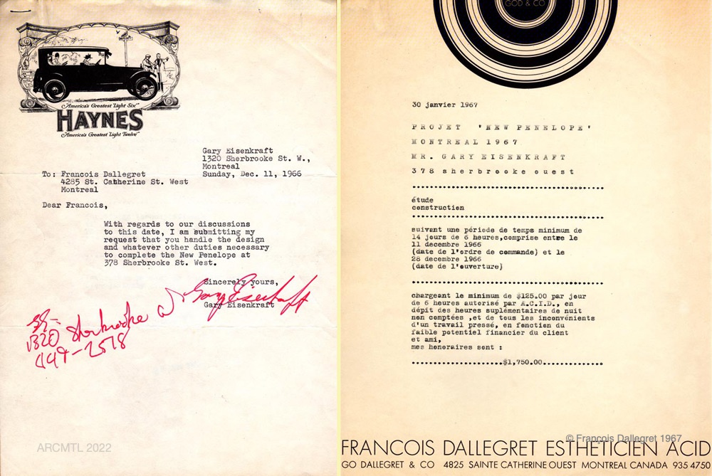 A two-page typewritten document. A logo at the top of the first page shows a vintage car from the early 20th century, while a graphic featuring concentric circles is at the top of the second typewritten page.