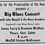 A black and white newspaper advertisement for a concert at the McGill Union Ballroom.