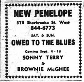 A small square black and white advertisement for concerts at The New Penelope.