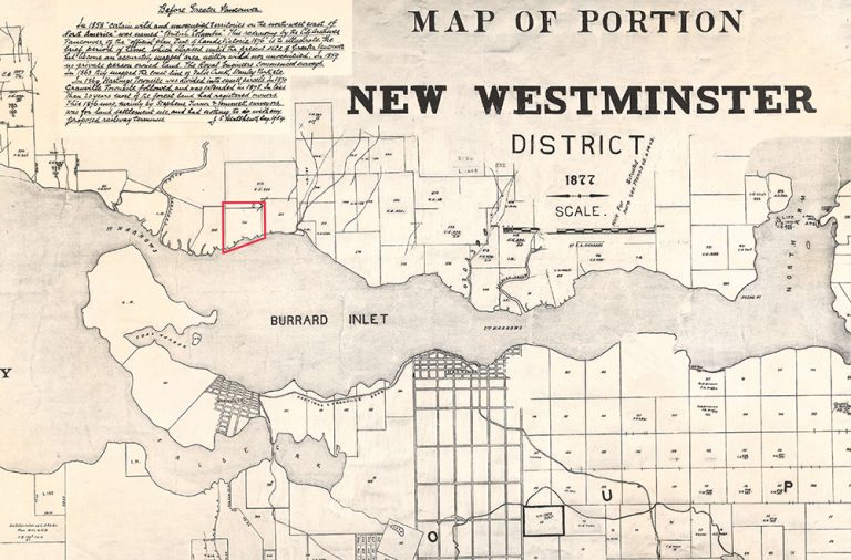 1877 New Westminster District Partial Map Royal Engineer To Reeve   10.3 LowermainlandMap VMC 768x506 