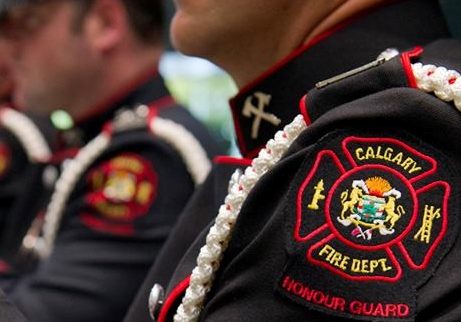 Close up of Calgary Fire Department firefighters